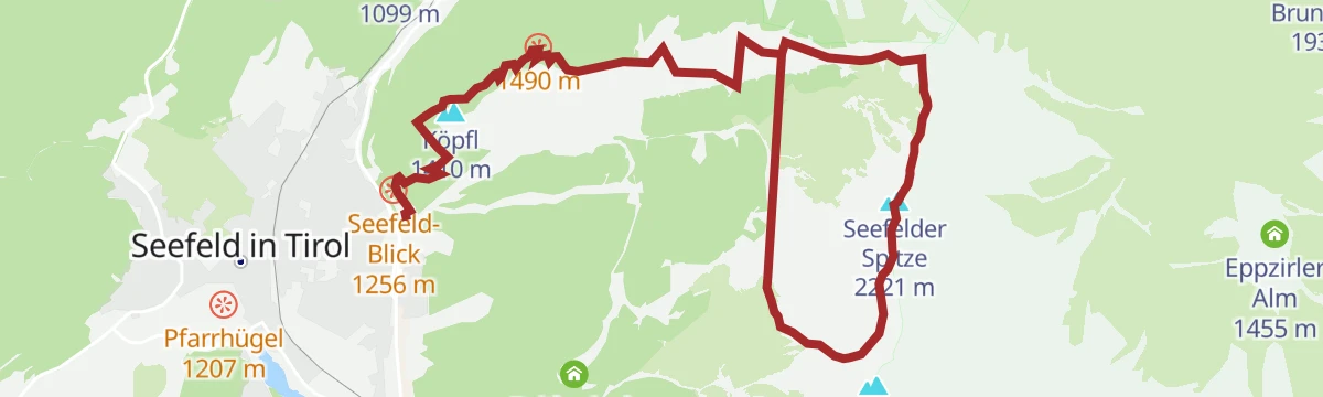 Route map: Bike & Hike Seefelder Spitze, 2.220 m